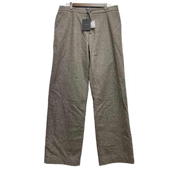 Ted Baker NWT Shuttle Leyden Flannel Brown Trousers Size 34R Flat Front Wool - Picture 3 of 11